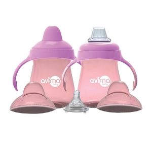 ✔️Avima Baby 9 oz Trainer Sippy Cups, Pink (Set of 2
